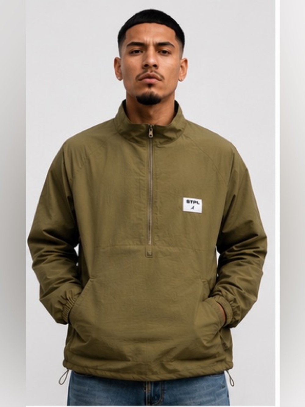 Staple Olive Green Half-Zip Windbreaker